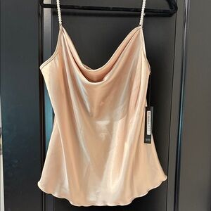 Satin Cowl Neck Camisole with Pearl Straps